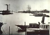 The bow of IMOGEN can be seen in this image from 1905, at Stockton NSW
