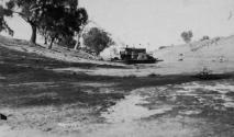 Photographic postcard showing the paddle steamer NILE on Darling River Bed, Bourke, c 1908. 