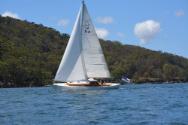 SOLVEIG in late 2017 sailing on Pittwater.