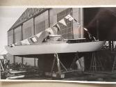 SOLVEIG at its launch, with a keel hung rudder installed. This was changed before they did the …