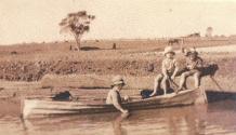 The canoe in earlier days being used by the family