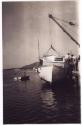 MV SPRAY launch day 22 July 1954 Marine Drive Tea Gardens NSW, public wharf outside hotel 