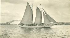 BOOMERANG on Sydney Harbour in the early 1930s, one of its last appearances under sail.
