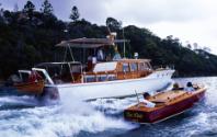 KU-RING-GAI at speed on the Parramatta River in a publicity shoot for the ANMM Classic and Wood…