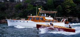 KU-RING-GAI  at speed on the Parramatta River in a publicity shoot for the ANMM Classic and Woo…