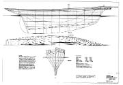 Lines plan of AKARANA 1888, drawn D Payne, 1997, based on published dimensions and contemporary…