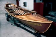 KURRANULLA  on its trailer as it was when donated to the ANMM. Note the diagonal deck planking,…