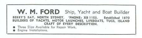 Advertisment for W M Ford, from 1951 Seacraft magazine.
