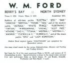 An advertisment for W M Ford boatbuilders, published in the Australian Boating Annual 1936, lis…