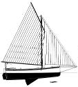 A sailplan of the THISTLE  drawn by D Payne 2005 showing the early lug rig that was used by the…
