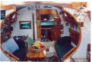 An interior view of SAFARI i at the 2005 Hobart wooden boat festival.