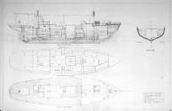 The General Arrangement plan for the JOHN LOUIS, drawn by D Payne in 1989.