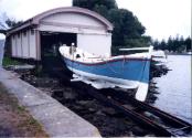 A wonderful portrait of the PORT FAIRY after restoration in 1996, sitting on its original cradl…