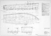 A construction plan of MYSTERY, drawn 1999 by David Payne, from details taken from the existing…