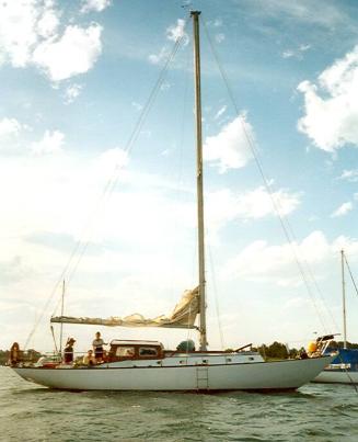 KALEENA in 2005 at its mooring, and now used as a family cruising yacht.