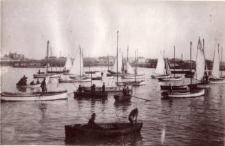 The couta boat fleet in 1890, showing the typical clinker hulls that were built in that period,…