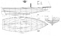 Lines plan for NERANA, drawn in 2004 from measurements taken off the existing hull.