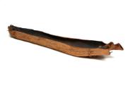 The Australian Museum's bark canoe from the Kempsey region. The shallow depth is clearly appara…