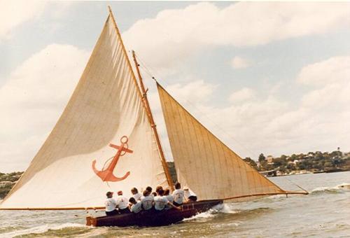 The restored YENDYS sailing again on Sydney Harbour in the 1980s.