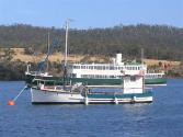 RIAWE moored in Simmonds Bay Tasmania, with the historic motor vessel CARTELLA moored nearby.