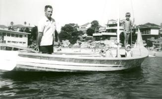The Jenkins family aboard NEVER FAIL at Watson's Bay, probably in the 1950s.