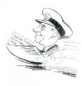 A caricature of Tasman Storey by A.Stuart Peterson from The International Power Boat and Aquati…
