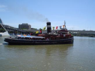 FORCEFUL in 2007 taking passengers for an excursion on the Brisbane River, near the city centre…