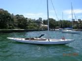 SKERRY OF KURRABA on a mooring in Sydney Harbour and showing the typical elegant and well propo…