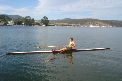 A  rare outing for the Towns scull on a sunny afternoon on the Derwent River in Hobart