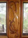 A dolphin carving on the interior woodwork of MISS AUSTRALIA