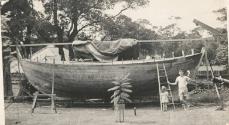 CALYPSO III under construction in Lindfield NSW in the late 1940s. The builder Ron Mitchell and…