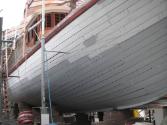 PEGASUS in 2007 with the planking repaired and ready for caulking.