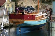 BRITANNIA about to be refloated after an extensive restoration and rebuilding project through 2…