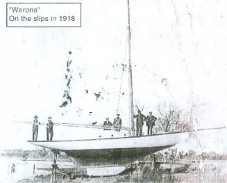 WERONA on a slipway in 1918, possibly about to be launched.
