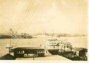 The view out over the shed to the Parramatta River and Cockatoo Island, possibly taken in the l…
