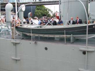 Motor Whaler 2703  aboard HMAS DIAMANTINA in 2010 at the Queensland Maritime Museum