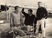 The crew of CARRONADE: Andy Wall left, Bob Nance and Des Kearns in San Francisco around 1966.