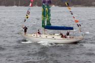 The MOBI Yacht NIRIMBA on Sydney Harbour in its first Australia Day Parade of Harbour Heroes, 2…