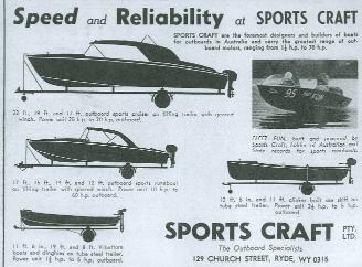 A 1958 advertisment for Sports Craft from Seacraft Magazine