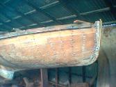 Spoon bow on EIGHTEEN TWENTY. The lead ballast is an addition under the original wood keel, and…