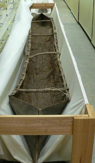 The canoe in storage
